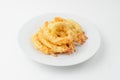 Fried shrimps   on white Royalty Free Stock Photo