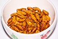 Fried silk worm Royalty Free Stock Photo