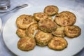 Fried slices of zucchini/ courgettes Royalty Free Stock Photo