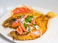 Fried snapper with chili sauce