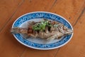 Fried snapper fish with fish sauce