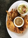 Fried snapper Fish with Fish Sauc Pla Tod Num pla, Royalty Free Stock Photo