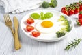 Fried soft-boiled egg on a white plate Royalty Free Stock Photo