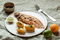 Fried sole fish served with boiled potatoes and parsley sauce Royalty Free Stock Photo