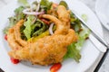 Fried solf shell crab salad Royalty Free Stock Photo