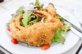 Fried solf shell crab salad Royalty Free Stock Photo