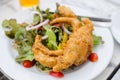 Fried solf shell crab salad Royalty Free Stock Photo