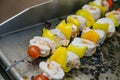 Chicken kebab and yellow pepper Royalty Free Stock Photo