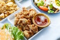 Fried sour fermented chicken knees tendon served Royalty Free Stock Photo