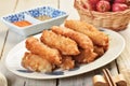 Fried spanish mackerel fillets. Royalty Free Stock Photo