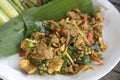 Fried spicy boar Thai food, stir fried rice with boar.