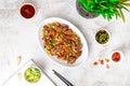Fried Spicy Chicken with Chili Flake Scallions Royalty Free Stock Photo