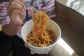 Fried Spinach Noodles in a Bowl