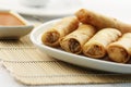 Fried spring rolls or popiah with sauce