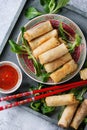 Fried spring rolls with sauce