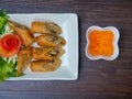 Fried spring rolls and sweet sauce Royalty Free Stock Photo