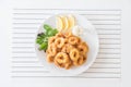 Fried squid calamari rings Royalty Free Stock Photo