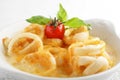 Fried squid with cheese sauce Royalty Free Stock Photo