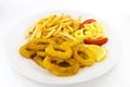 Fried squid with french fries Royalty Free Stock Photo