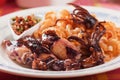 Fried squid with italian pasta Royalty Free Stock Photo