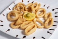 Fried squids or octopus calamari