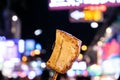 Fried stinky tofu, Taiwanese deep fried bean curd cuisine in street food at Taiwan night market.