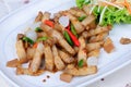 Fried streaky pork with garlic and chili