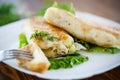 Fried stuffed spring rolls on a plate