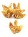 Fried Stuffed Wontons on a White Background