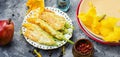 Fried stuffed zucchini flowers Royalty Free Stock Photo