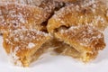 Fried sweet borrachuelo stuffed with angel hair, a typical Spanish dessert from Andalusia. Ideal for Christmas and Easter