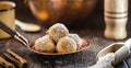 The fried sweet pastry or fried dumplings, known as Fritule, is a typical dessert of the Adriatic coast, croatia delicacy Royalty Free Stock Photo