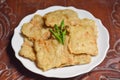 fried tempeh with cayenne pepper on a plate Royalty Free Stock Photo