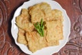 fried tempeh with cayenne pepper on a plate Royalty Free Stock Photo