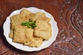 fried tempeh with cayenne pepper on a plate Royalty Free Stock Photo