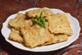 fried tempeh with cayenne pepper on a plate Royalty Free Stock Photo