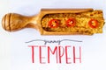 Pieces of fried tempeh or tempe. Bali, Indonesia Royalty Free Stock Photo