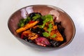 Fried tofu with mushrooms Royalty Free Stock Photo