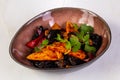 Fried tofu with mushrooms Royalty Free Stock Photo