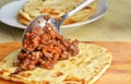 Fried tortilla with meat