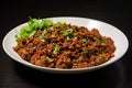 Fried traditional ground beef kim fry, North Indian Pakistani cuisine