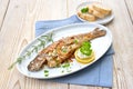 Fried trout with almonds Royalty Free Stock Photo