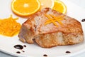 Fried tuna fillet with fresh orange sauce Royalty Free Stock Photo