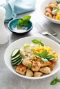 Fried turkey breast and rice with vegetables Royalty Free Stock Photo