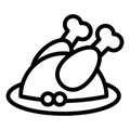 Fried turkey line icon. Roast turkey vector illustration isolated on white. Chiken outline style design, designed for Royalty Free Stock Photo