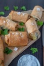 Fried Turkish Cigar Shaped Rolls - Spring roll Sigara Borek Royalty Free Stock Photo