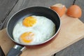 Fried twin eggs with pan Royalty Free Stock Photo