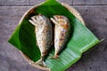 Fried two bodied mackerel fishes