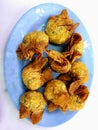 Fried wanton dumplings put at plate