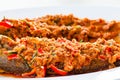 Fried whisker sheat fish with chili sauce